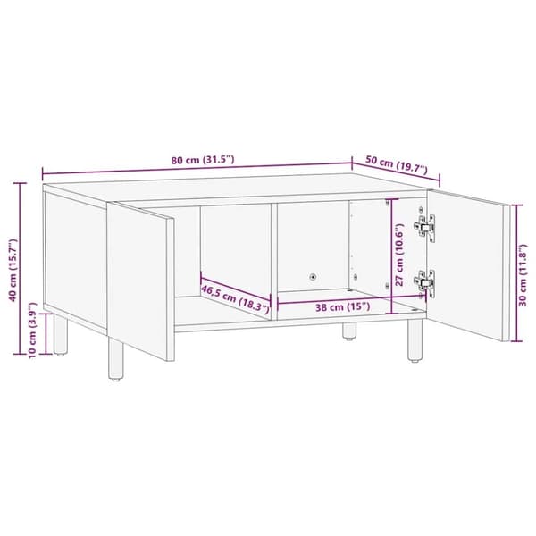 vidaXL Salongbord brun 80x50x40 cm heltre furu