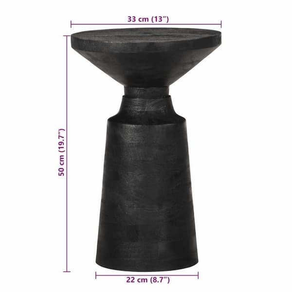 vidaXL Sidebord svart Ø33x50 cm heltre mango