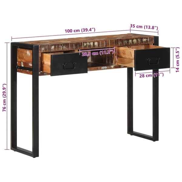 vidaXL Konsollbord flerfarget 100x35x75 cm gjenvunnet heltre