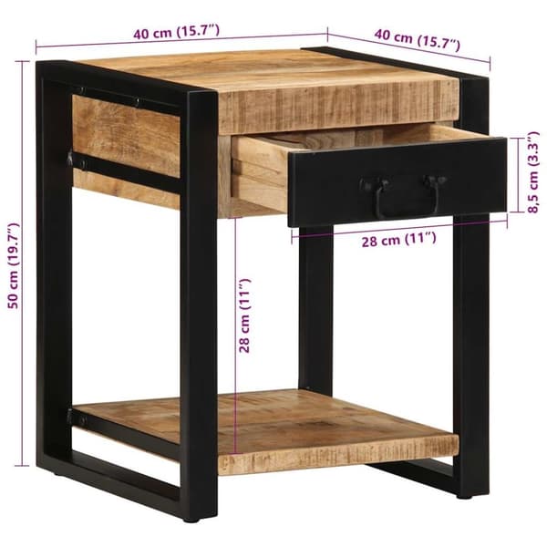 vidaXL Sidebord 40x40x50 cm grovt heltre mango