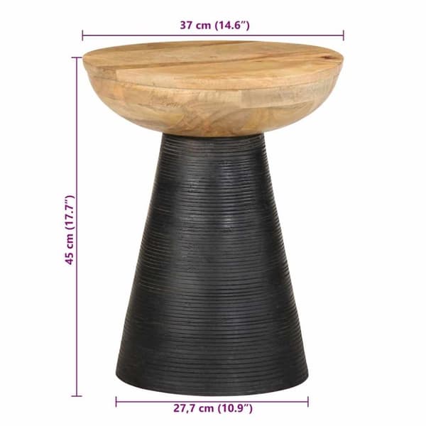 vidaXL Sidebord svart Ø37x45 cm heltre mango