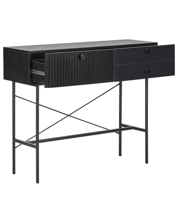 Skänk 3 Lådor Svart Spånskiva MDF Modern Förvaringsenhet Vardagsrum Sovrum