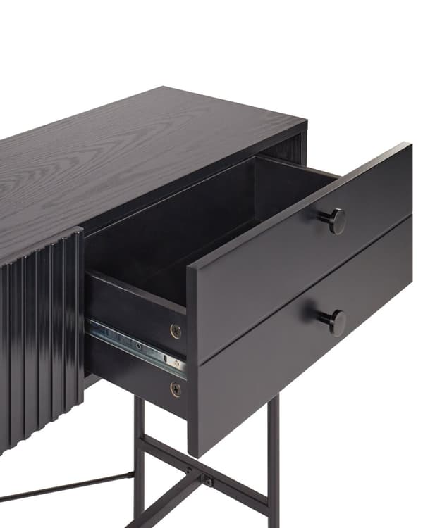 Skänk 3 Lådor Svart Spånskiva MDF Modern Förvaringsenhet Vardagsrum Sovrum