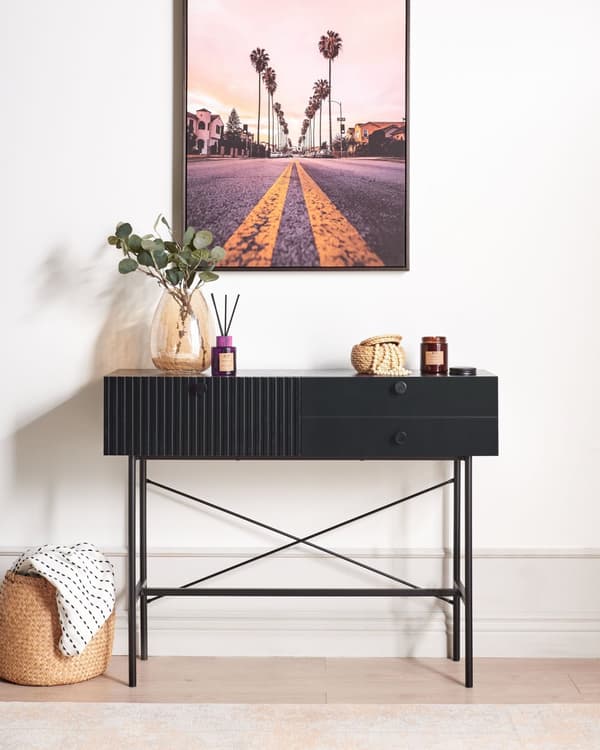 Skänk 3 Lådor Svart Spånskiva MDF Modern Förvaringsenhet Vardagsrum Sovrum