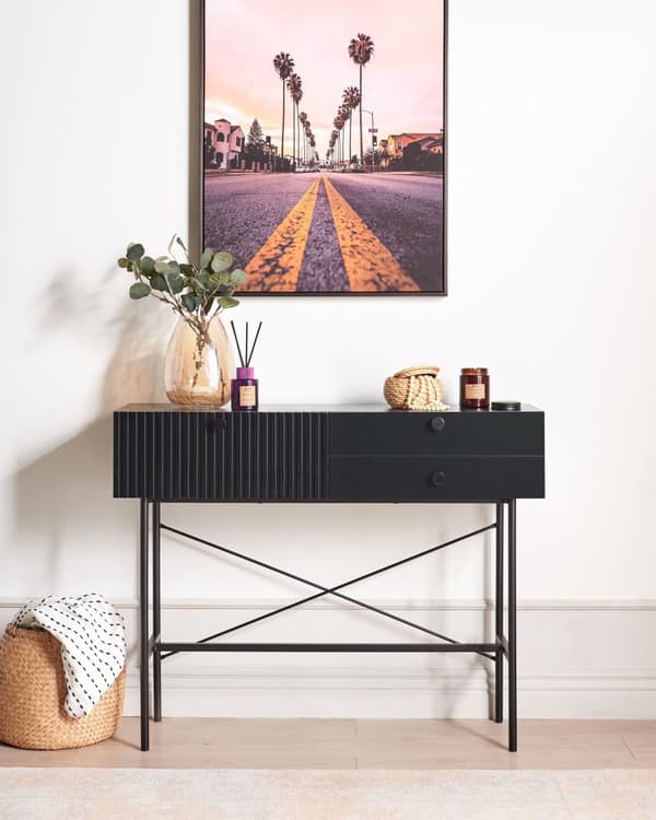 Skänk 3 Lådor Svart Spånskiva MDF Modern Förvaringsenhet Vardagsrum Sovrum