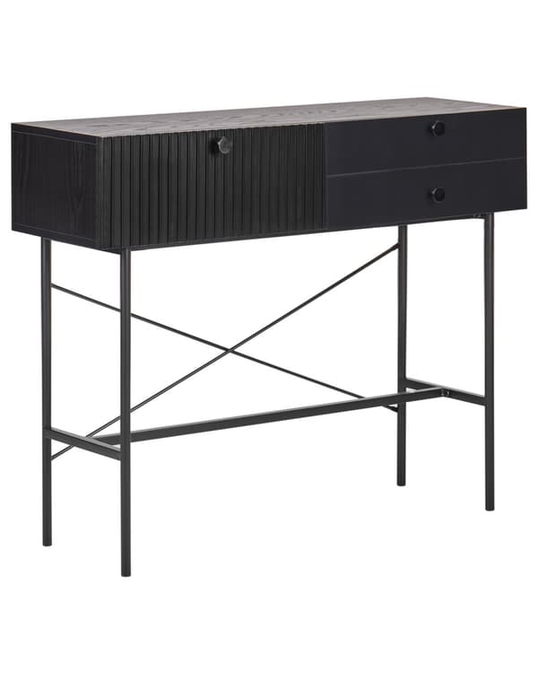 Skänk 3 Lådor Svart Spånskiva MDF Modern Förvaringsenhet Vardagsrum Sovrum