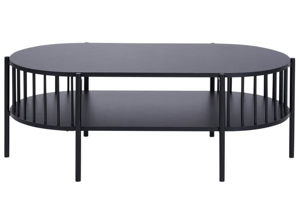 Soffbord Svart MDF 103 x 50 cm Ovalt med Hylla Retrostil Vardagsrum