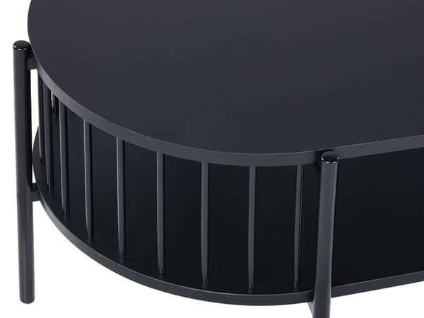 Soffbord Svart MDF 103 x 50 cm Ovalt med Hylla Retrostil Vardagsrum
