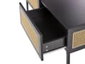 Miniatyrbillede 11 af 11: Sofabord med bakke bordplade sort MDF top jern lyst træ rattan rød 100 x 60 x 42 cm 2 skuffer boheme