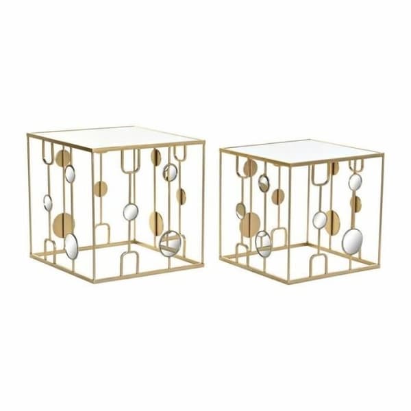 Set med 2 häckbord Thyann Golden Mirror Metal (50 x 50 x 50 cm) (2 st)