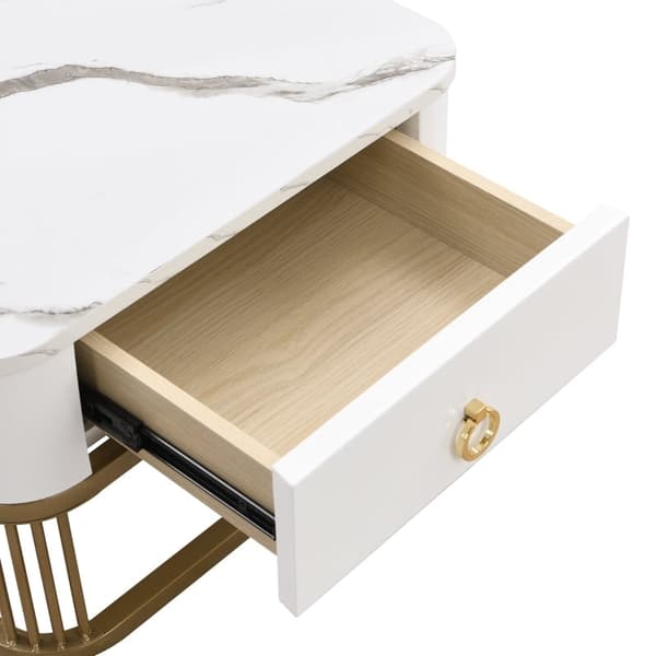 Rootz 2-delat soffbordsset - Byggbord - Högblank marmor - Extra förvaring - 60x60x45cm & 50x50x34cm