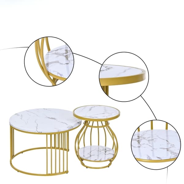 Rootz 2-delat soffbordsset - Byggbord - Sidobord - Elegant och hållbart - 70 cm x 70 cm x 45,5 cm & 45 cm x 45 cm x 53,5 cm