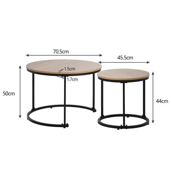 Rootz 2-delt sofaborde - runde borde - stabelbare borde - pladsbesparende design - 70,5 cm x 50 cm & 45,5 cm x 44 cm