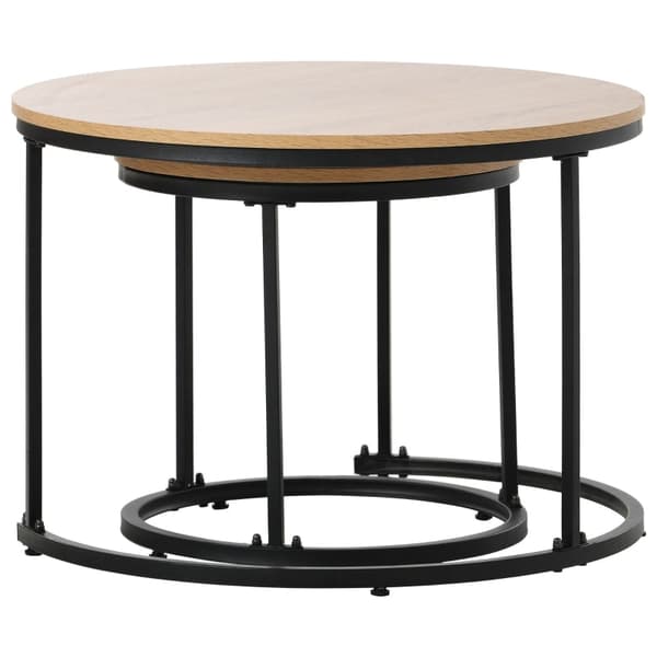 Rootz 2-delt sofaborde - runde borde - stabelbare borde - pladsbesparende design - 70,5 cm x 50 cm & 45,5 cm x 44 cm