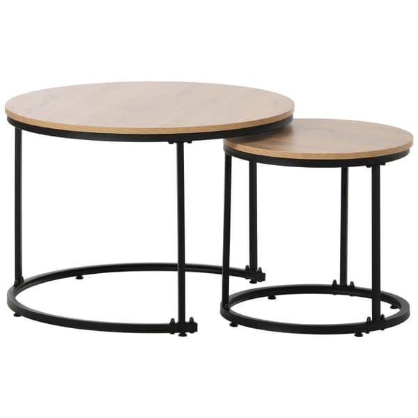 Rootz 2-delt sofaborde - runde borde - stabelbare borde - pladsbesparende design - 70,5 cm x 50 cm & 45,5 cm x 44 cm