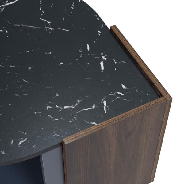 Rootz soffbord i svart marmor - Elegant soffbord - Soffbord i valnöt - Hållbart och stabilt - 96,5L x 63W x 40H cm