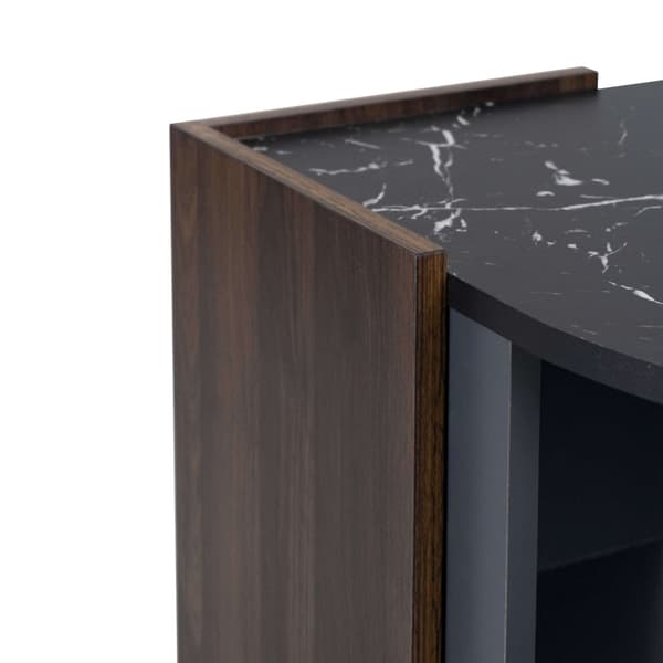 Rootz soffbord i svart marmor - Elegant soffbord - Soffbord i valnöt - Hållbart och stabilt - 96,5L x 63W x 40H cm