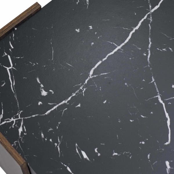 Rootz soffbord i svart marmor - Elegant soffbord - Soffbord i valnöt - Hållbart och stabilt - 96,5L x 63W x 40H cm