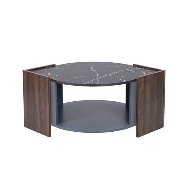 Rootz soffbord i svart marmor - Elegant soffbord - Soffbord i valnöt - Hållbart och stabilt - 96,5L x 63W x 40H cm