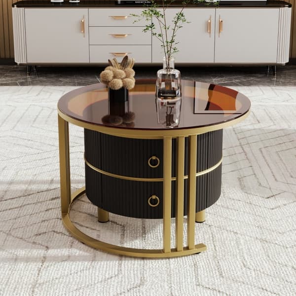 Rootz 2-in-1 sohvapöytäsetti - Modernit pöydät - Tyylikkäät huonekalut - Runsaasti säilytystilaa - 70x70x45 cm & 50x50x40 cm - Kiiltävä/MDF/karkaistu