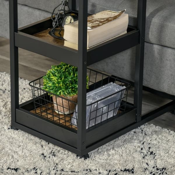 Rootz C-formet sidebord - Industriel stil - Rustikt sofabord - Mobil med opbevaring - 51 cm x 33 cm x 66 cm