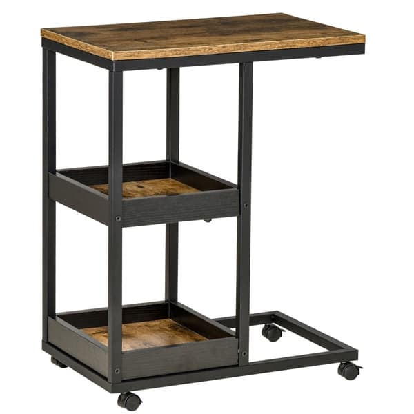 Rootz C-formet sidebord - Industriel stil - Rustikt sofabord - Mobil med opbevaring - 51 cm x 33 cm x 66 cm