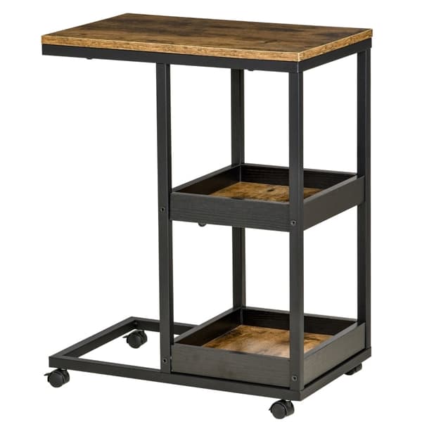 Rootz C-formet sidebord - Industriel stil - Rustikt sofabord - Mobil med opbevaring - 51 cm x 33 cm x 66 cm