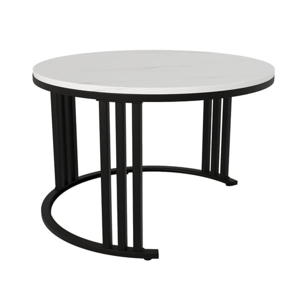 Rootz 2-i-1 sofabordssæt - Marmormønster - Højglans bordplade - Pladsbesparende design - 70/50 cm x 70/50 cm x 46/40 cm