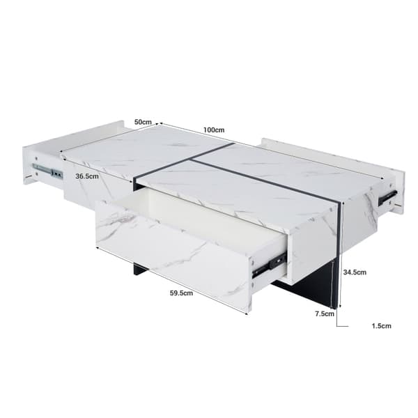 Rootz Soffbord - Elegant mittbord - Vardagsrumsbord - LED-belysningssystem - 100L x 50W x 34,5H cm