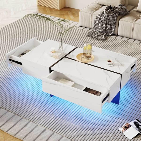 Rootz Soffbord - Elegant mittbord - Vardagsrumsbord - LED-belysningssystem - 100L x 50W x 34,5H cm