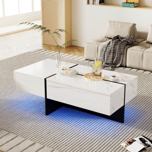 Rootz Soffbord - Elegant mittbord - Vardagsrumsbord - LED-belysningssystem - 100L x 50W x 34,5H cm