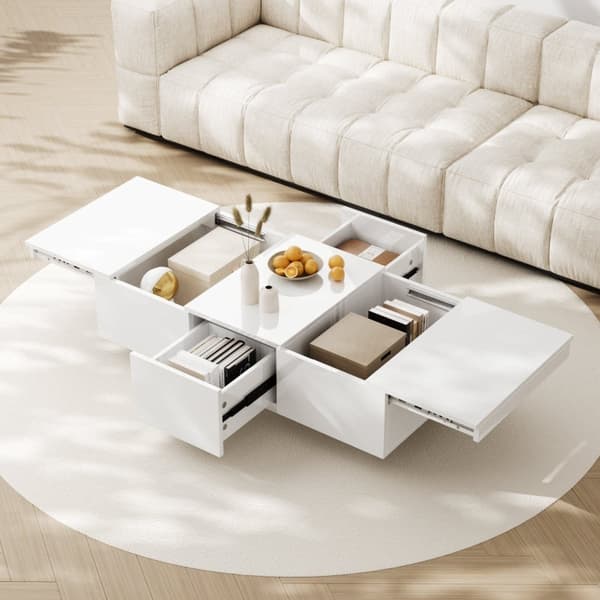 Rootz Soffbord - Vardagsrumsbord - Modernt mittpunkt - Dold förvaring - 100L x 50W x 31H cm