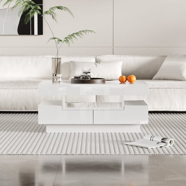 Rootz-sohvapöytä - Olohuoneen pöytä - LED-pöytä - High Gloss Luxury Look - 80L x 50W x 36K cm