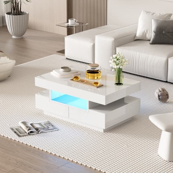 Rootz-sohvapöytä - Olohuoneen pöytä - LED-pöytä - High Gloss Luxury Look - 80L x 50W x 36K cm