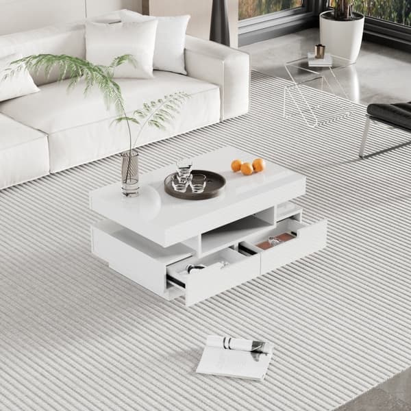 Rootz-sohvapöytä - Olohuoneen pöytä - LED-pöytä - High Gloss Luxury Look - 80L x 50W x 36K cm