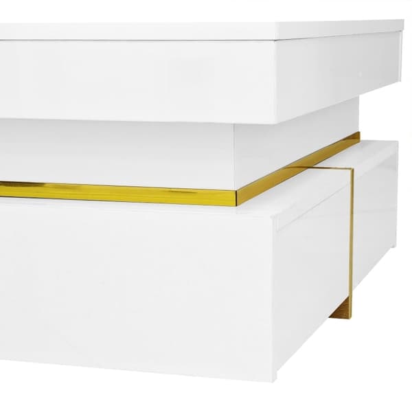 Rootz Soffbord - Högglans - Lyxiga guldaccenter - Gott om förvaring - 70L x 70W x 35,5H cm