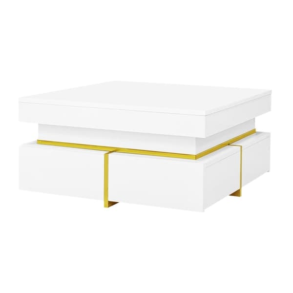 Rootz Soffbord - Högglans - Lyxiga guldaccenter - Gott om förvaring - 70L x 70W x 35,5H cm