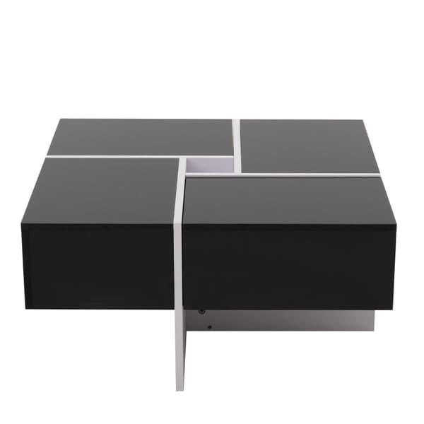 Rootzin kiiltävä sohvapöytä - Keskipöytä - Olohuoneen pöytä - Runsaasti säilytystilaa - 70L x 70W x 35K cm