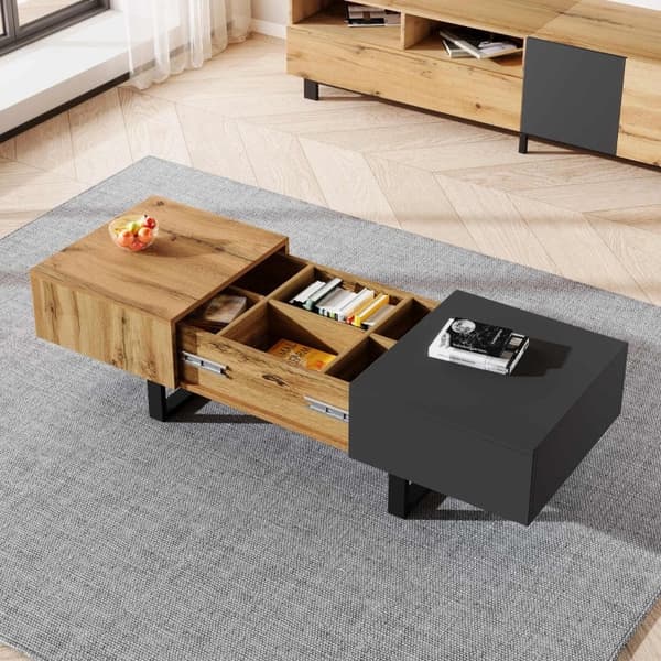 Rootz Modern sohvapöytä - Olohuoneen pöytä - Toimistopöytä - Piilotetut säilytyslokerot - 155L x 55W x 22K cm