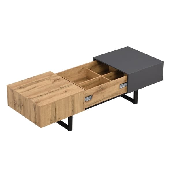 Rootz Modern sohvapöytä - Olohuoneen pöytä - Toimistopöytä - Piilotetut säilytyslokerot - 155L x 55W x 22K cm
