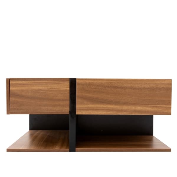 Rootz Modern Sofabord - Stilfuldt midtpunkt - Firkantet bord - Alsidig opbevaring - 78L x 78W x 36H cm