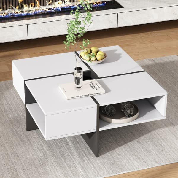 Rootz Modern Square -sohvapöytä - Tyylikäs keskipöytä - Tyylikäs olohuoneen pöytä - Kestävä lastulevy - 70cm x 70cm x 35cm