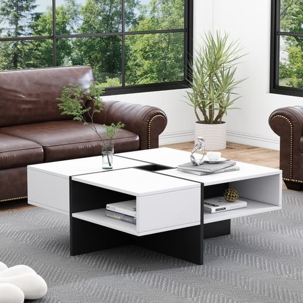 Rootz Modern Square -sohvapöytä - Tyylikäs keskipöytä - Tyylikäs olohuoneen pöytä - Kestävä lastulevy - 70cm x 70cm x 35cm