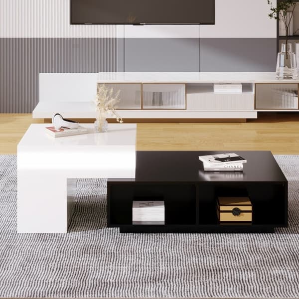 Rootz Lifting sohvapöytä - Säädettävä korkeus pöytä - Monipuolinen nostopöytä - Piilotettu säilytys - 115L x 50W x 43K cm