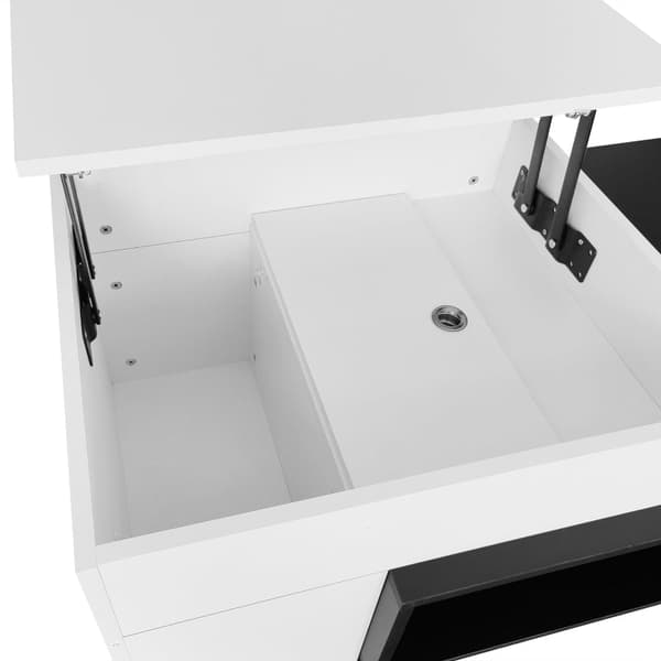 Rootz Lifting sohvapöytä - Säädettävä korkeus pöytä - Monipuolinen nostopöytä - Piilotettu säilytys - 115L x 50W x 43K cm
