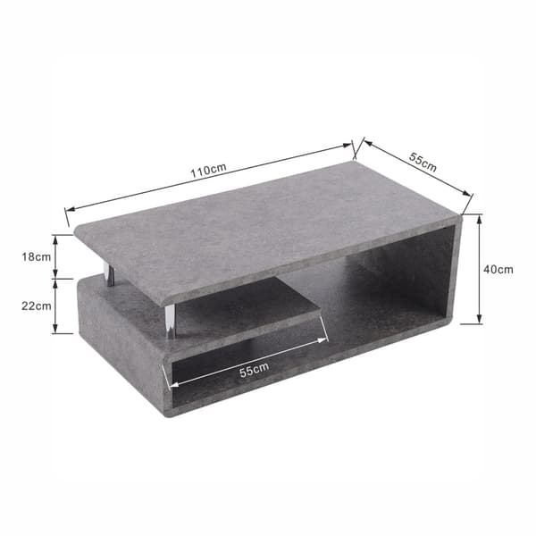 Rootz Modern Sofabord - Cement Grå Bord - LED Lys Bord - Elegant Design - 110L x 55W x 40H cm