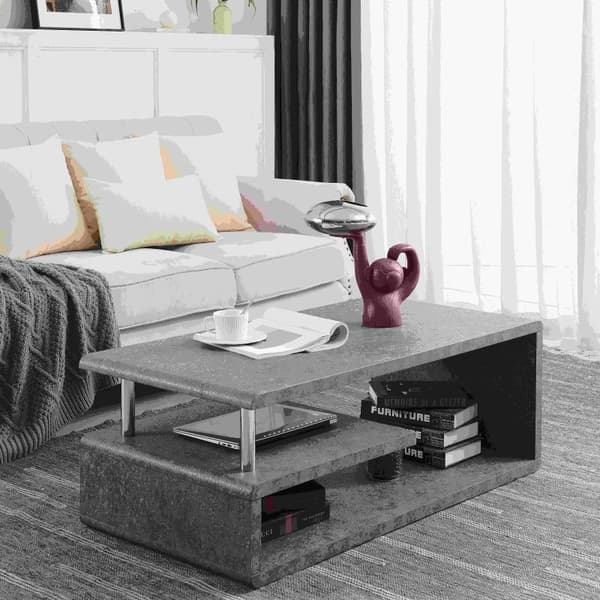 Rootz Modern Sofabord - Cement Grå Bord - LED Lys Bord - Elegant Design - 110L x 55W x 40H cm