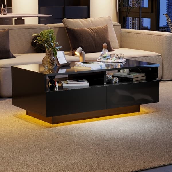Rootz LED-kiiltävä sohvapöytä - Moderni keskipöytä - Olohuoneen pöytä - Bluetooth-ohjaus - 95cm x 50cm x 35cm