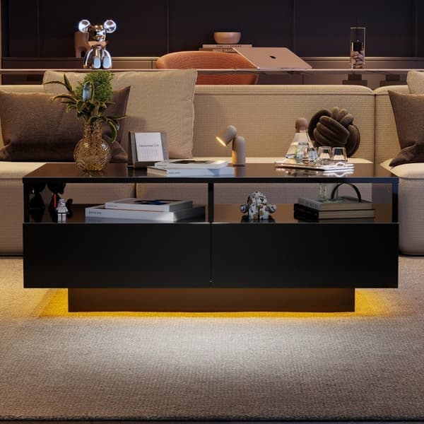 Rootz LED-kiiltävä sohvapöytä - Moderni keskipöytä - Olohuoneen pöytä - Bluetooth-ohjaus - 95cm x 50cm x 35cm