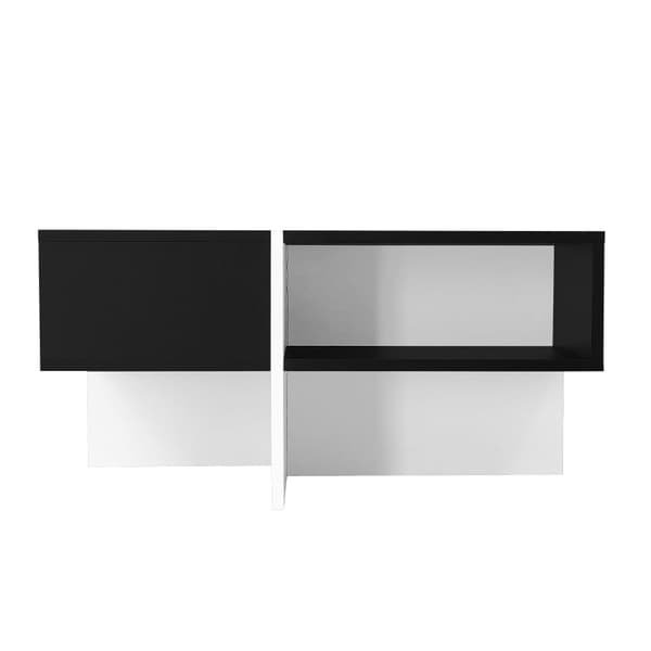 Rootz Modern Square Sofabord - Stuebord - Sort og hvidt bord - Rummelig opbevaring - 70L x 70W x 35H cm